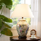 Modern Retro Ceramic Idyllic Flower and Bird 1-Light Table Lamp Lumendat