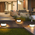 Modern Minimalist Solar Outdoor Round Column Post Head LED Waterproof Landscape Light for Garden Lumendat