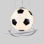 Cartoon Creative Soccer Glass Iron 1-light Kids Pendant Light BulbSquare
