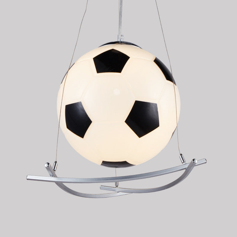 Cartoon Creative Soccer Glass Iron 1-light Kids Pendant Light