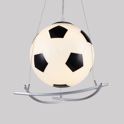 Cartoon Creative Soccer Glass Iron 1-light Kids Pendant Light