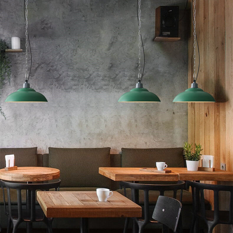 Retro Industrial Military Green Dome Iron 1-Light Pendant Light
