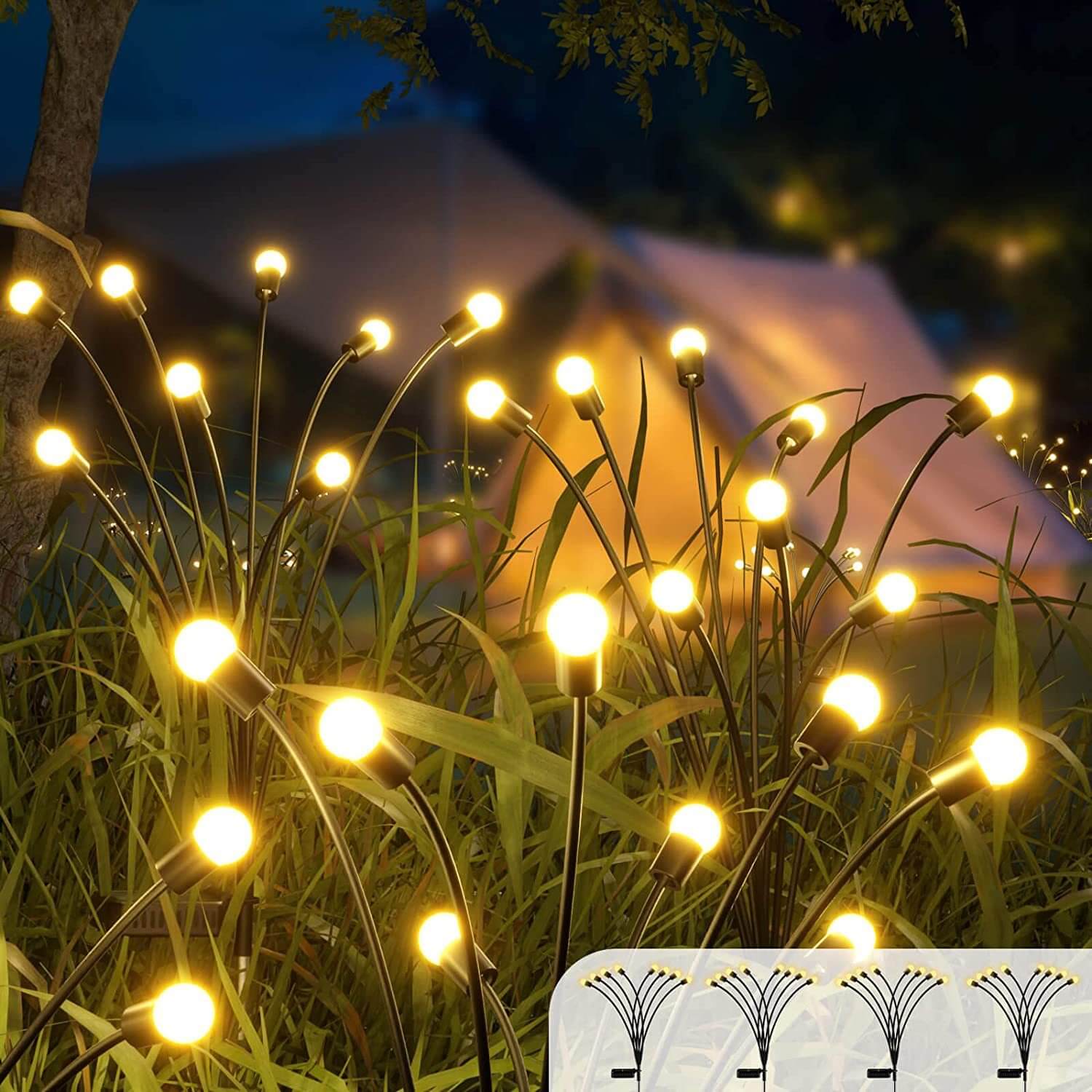 Modern Decorative Solar Firefly Waterproof ABS LED Lawn Insert Ground Outdoor Landscape Lighting Lumendat