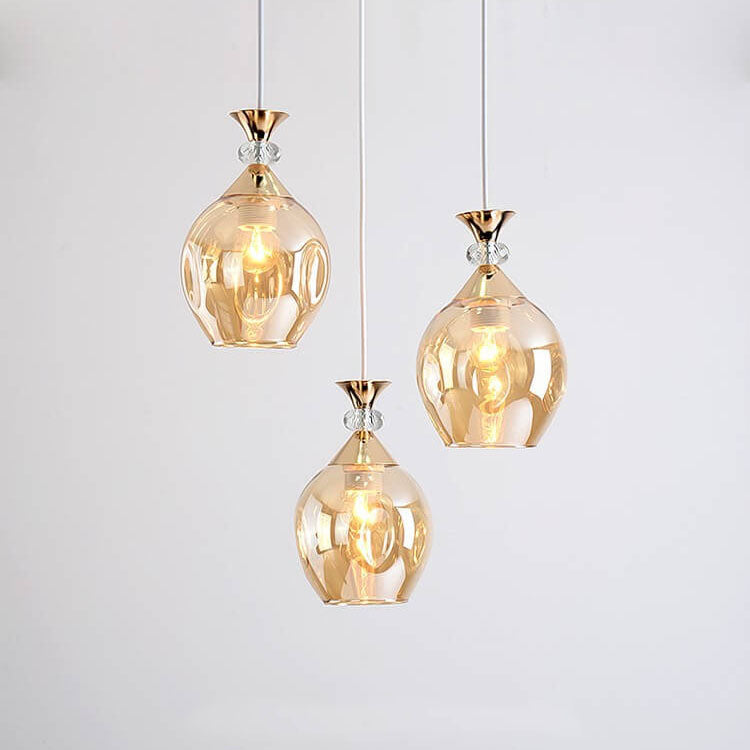 Contemporary Nordic Gradient Glass Metal Orb 1/3 Light Island Light Chandelier for Living Room
