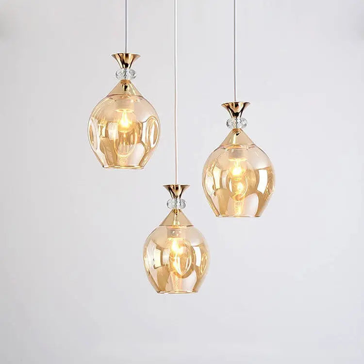 Contemporary Nordic Gradient Glass Metal Orb 1/3 Light Island Light Chandelier for Living Room Lumendat