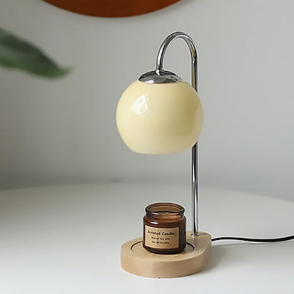 Modern Simple Solid Wood Candle Spherical 1-Light Melting Wax Table Lamp Lumendat