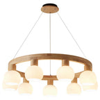 Modern Japanese Log Ring Textured Glass Globe 3/6/9 Light Chandelier Lumendat