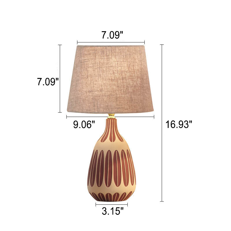 Nordic Vertical Pattern Ceramic Fabric 1-Light Table Lamp Lumendat
