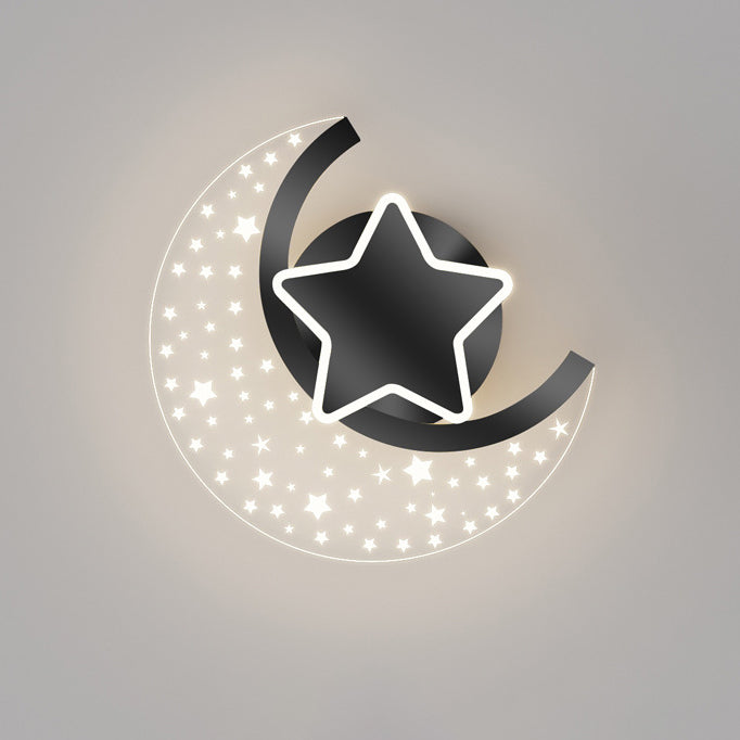 Lumendat Contemporary Creative Kids Star Moon Acrylic Aluminum Iron LED Wall Sconce Lamp For Bedroom Lumendat