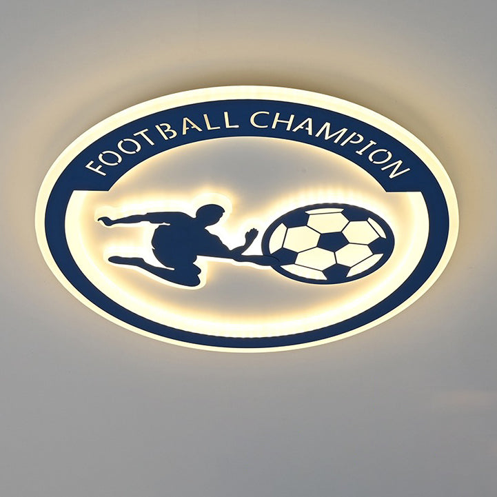 Lumendat Contemporary Creative Kids Round Football Iron Acrylic LED Flush Mount Ceiling Light For Bedroom Lumendat