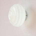 Nordic Cream Wave Round Glass Lampshade 1-Light Wall Sconce Lamp
