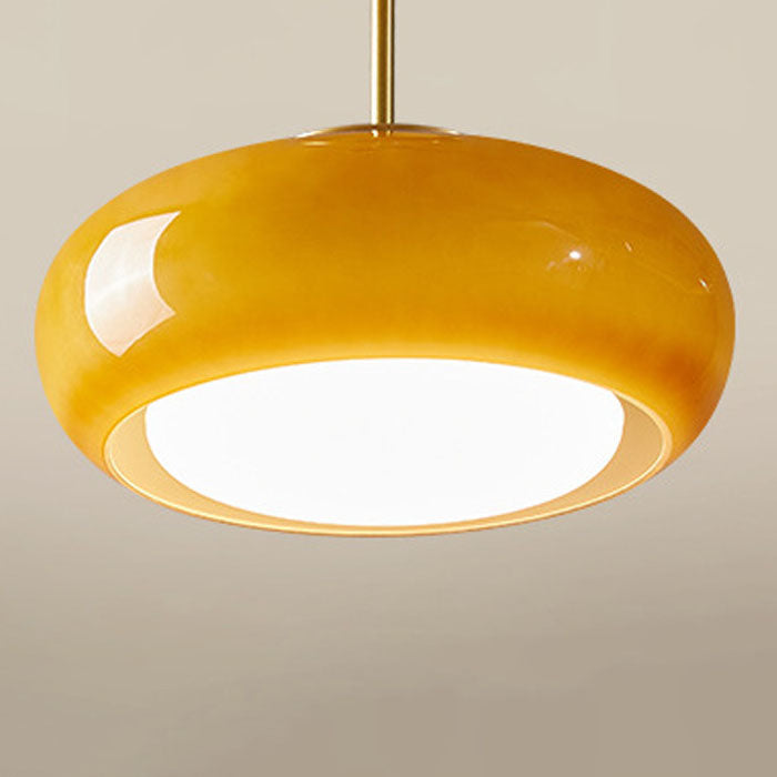 Contemporary Scandinavian Oval Iron Copper Glass 1-light Pendant Light for Bedroom