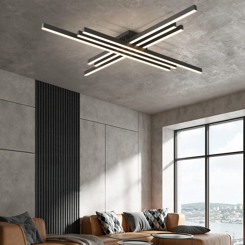 Industrial Aluminum Creative Geometric Line LED Flush Mount Light BulbSquare