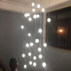 Modern Luxury Staircase Crystal Orb Ball Shade LED Loft Chandelier Lumendat