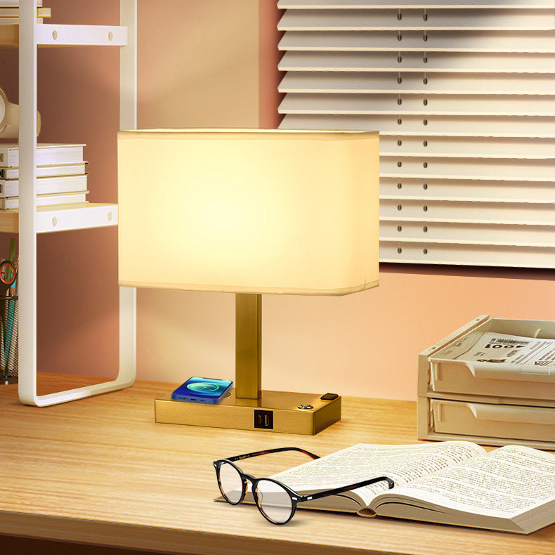 Modern Minimalist Rectangular Cloth Iron 1-Light Table Lamp For Living Room Lumendat