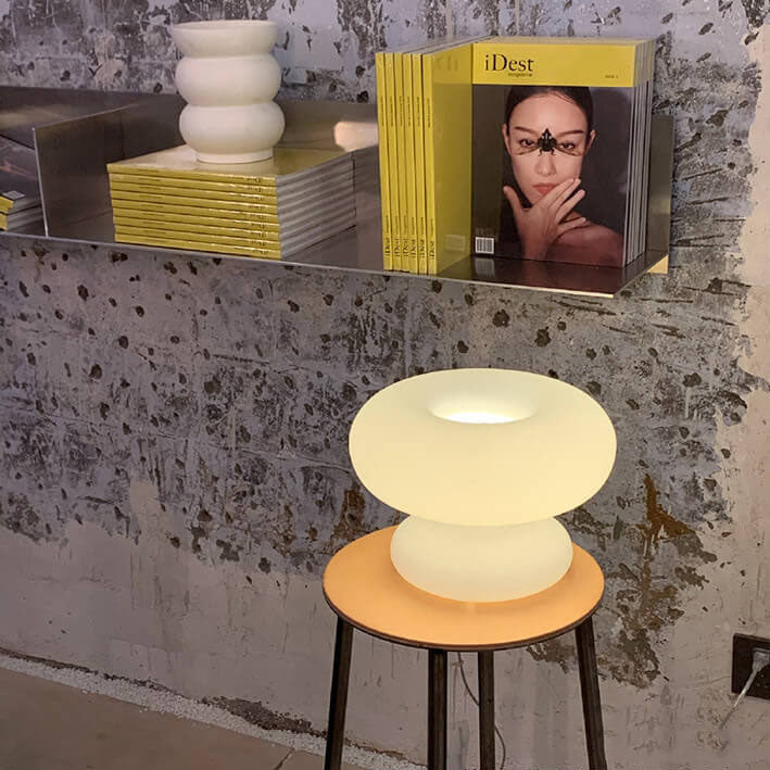 Danish Milk White Mushroom 1-Light Table Lamp Lumendat