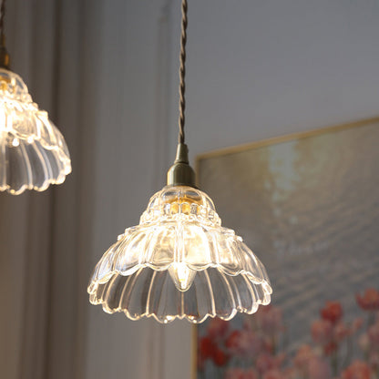 Modern Minimalist Bellflower Brass Glass 1-light Pendant Light for Living Room