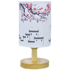 Modern Minimalist Fabric Column Landscape Wood LED Table Lamp Lumendat