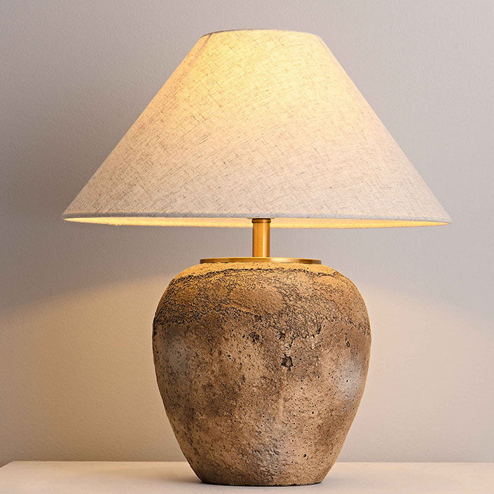 Modern Shabby Chic Cone Fabric Ceramic Jar 1-Light Table Lamp For Bedroom Lumendat