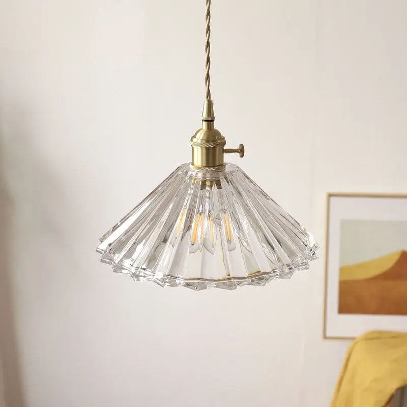 Nordic Minimalist Vintage Clear Brass Glass 1-light Pendant Light Lumendat
