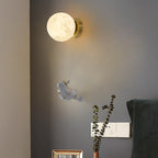 Lumendat Contemporary Creative 3D Printed Moon Shade Resin Astronaut 1-Light Wall Sconce Lamp For Bedroom Lumendat
