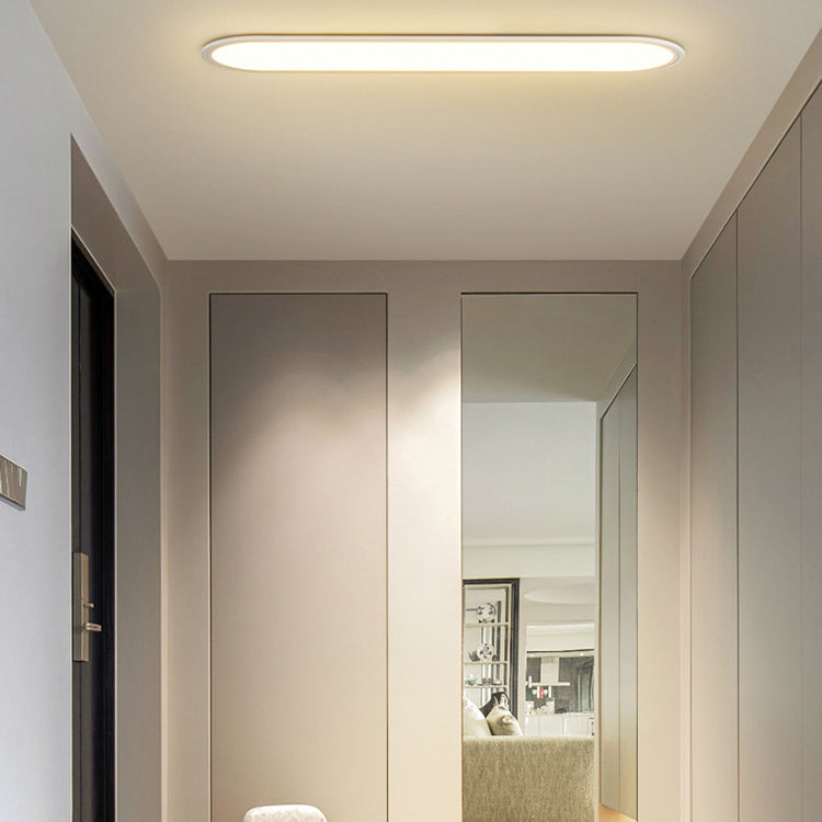 Modern Minimalist Iron Aluminum Acrylic Strip Elliptical LED Flush Mount Ceiling Light for Hallway