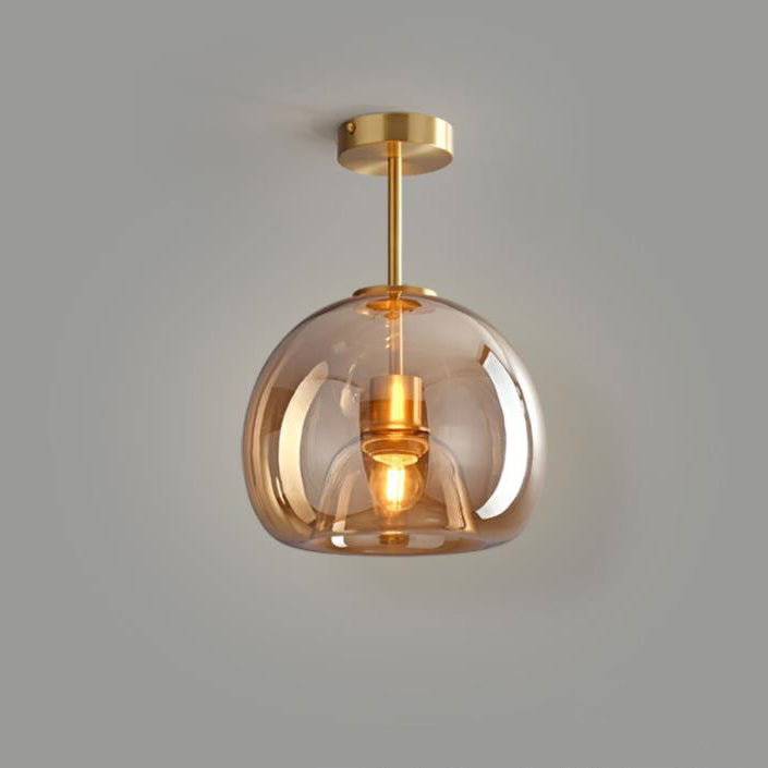 Nordic Light Luxury Round Glass Ball 1-Light Semi-Flush Mount Ceiling Light Lumendat