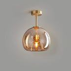 Nordic Light Luxury Round Glass Ball 1-Light Semi-Flush Mount Ceiling Light Lumendat