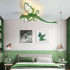 Contemporary Creative Acrylic Cartoon Dinosaur LED Semi-flush Mount Ceiling Light for Bedroom