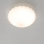 Modern French Cream Shell Glass LED Flush Mount Ceiling Light BulbSquare