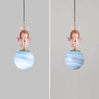 Lumendat Contemporary Nordic Kids Resin Glass Round Angel 1-Light Pendant Light For Bedside Lumendat