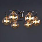 Modern Mid-Century Iron Frame Magic Bean Glass Shade 4/6-Light Semi-Flush Mount Ceiling Light For Living Room Lumendat