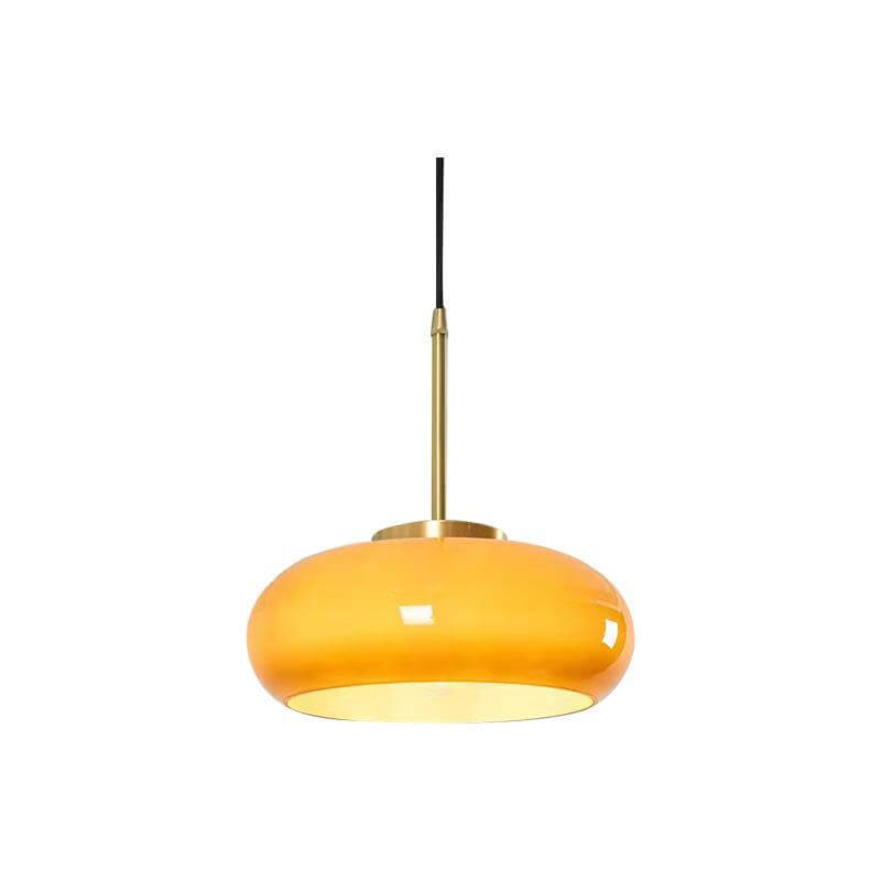 Modern Retro Round Solid Color Glass Electroplated Copper 1-light Pendant Light Flush Mount Light