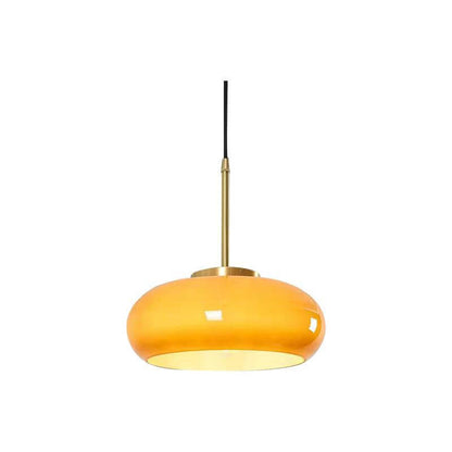 Modern Retro Round Solid Color Glass Electroplated Copper 1-light Pendant Light Flush Mount Light