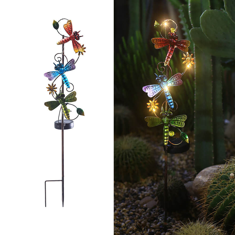 Solar Iron Hummingbird Butterfly Dragonfly Garden Lawn Landscape Light Lumendat