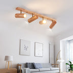 Japanese Minimalist Solid Wood Spotlight Track 1/3/4 Light Flush Mount Ceiling Light Lumendat