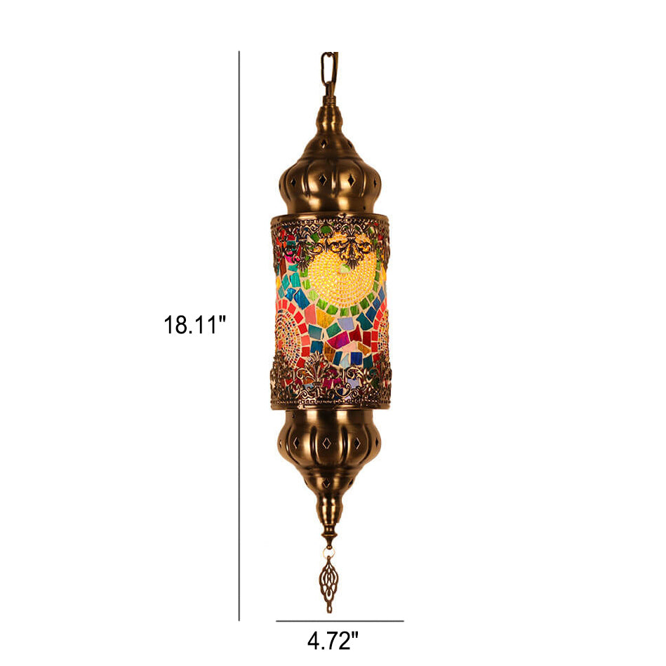 Vintage Southeast Asian Style Iron Glass 1-Light Pendant Light