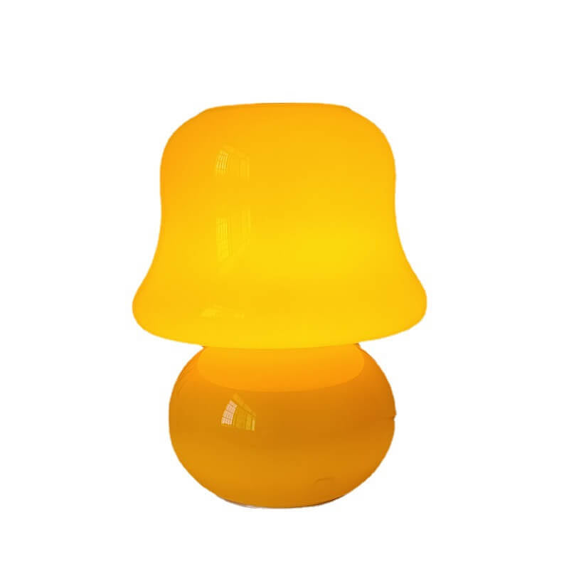French Cream Handmade Glass Mushroom 1-Light Table Lamp Lumendat