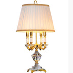 European Luxury Fabric Candle Holder with Crystal Base 4-Light Table Lamp Lumendat