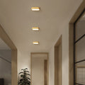 Modern Minimalist Oval Strip Wood Grain Metal LED Flush Mount Ceiling Light for Hallway BulbSquare