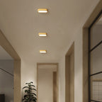 Modern Minimalist Oval Strip Wood Grain Metal LED Flush Mount Ceiling Light for Hallway BulbSquare