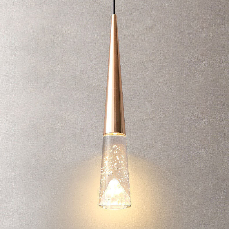 Light Luxury Minimalist Crystal Metal Pillar LED Pendant Light