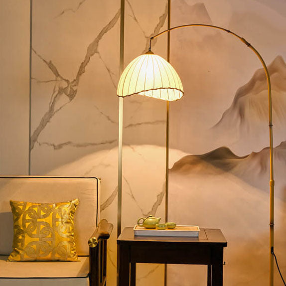 Vintage Fabric Marble Fishing Imitation Bamboo Rod 1-Light Standing Floor Lamp Lumendat