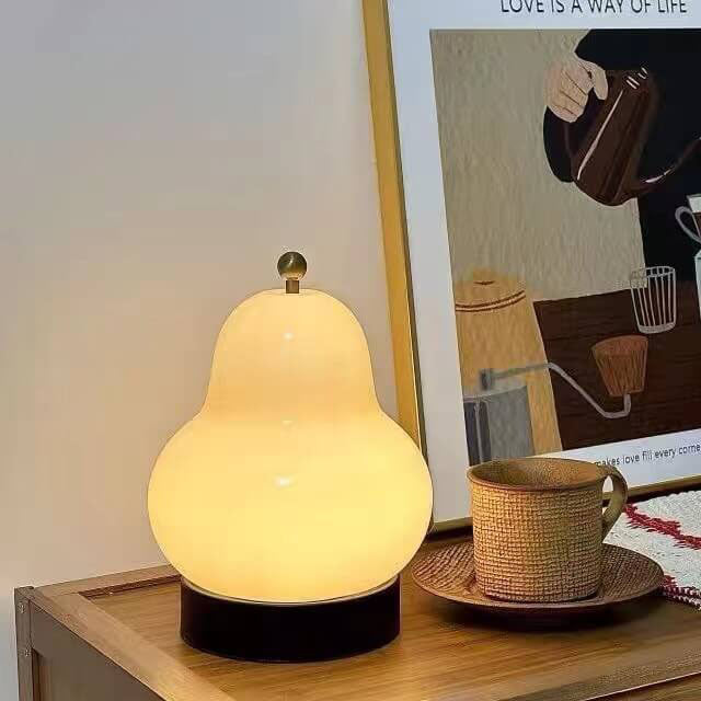 Traditional French Cream Pear Shape LED Rechargeable Touch Table Lamp For Bedroom Lumendat