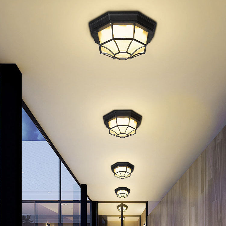 Outdoor Simple Round Octagon Aluminum Waterproof LED Flush Mount Ceiling Light BulbSquare