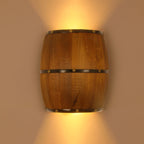 Industrial Vintage Half Barrel Wood LED Wall Sconce Lamp