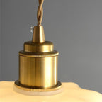 Traditional Vintage Cylindrical Brass Glass 1-light Pendant Light for Bedroom BulbSquare
