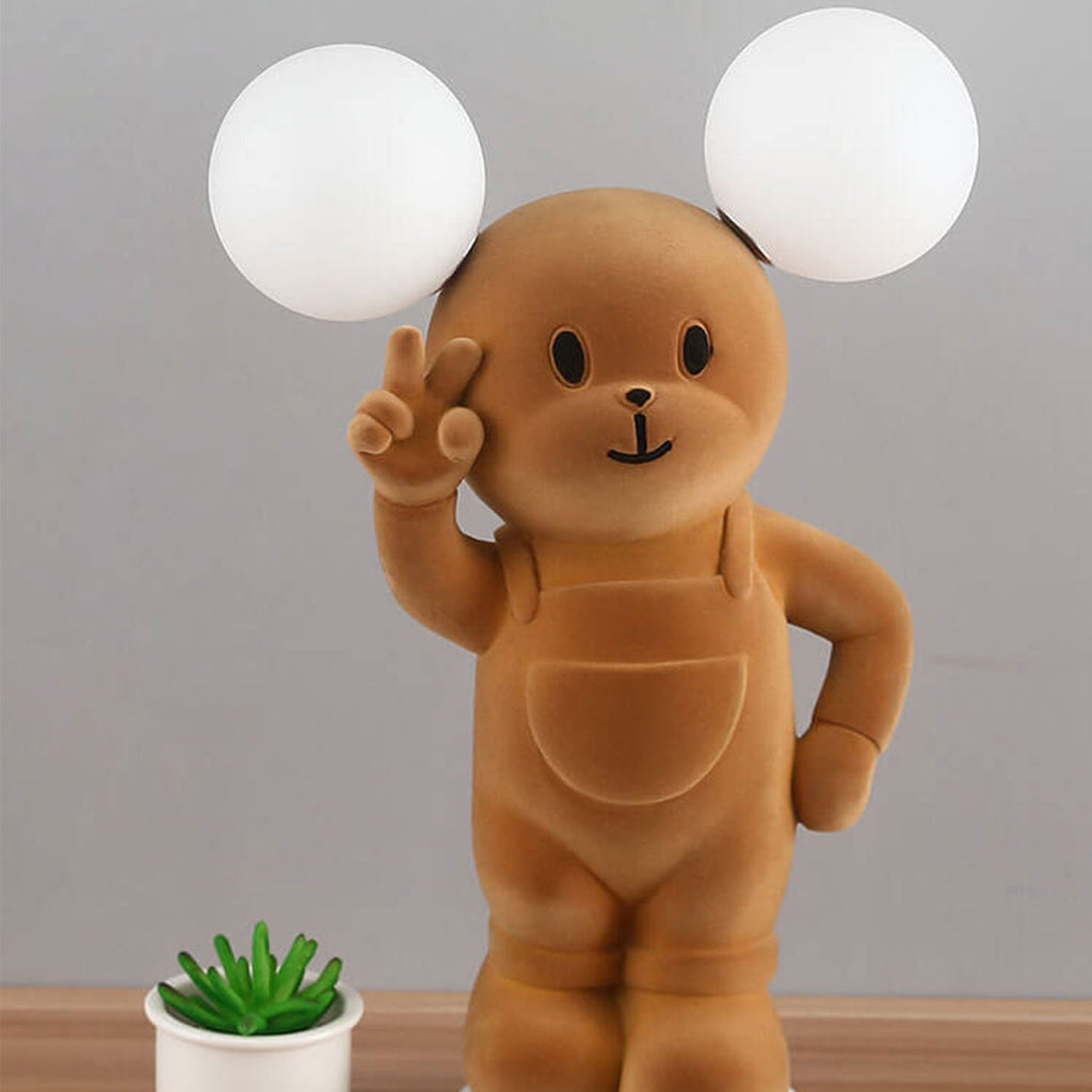 Lumendat Cartoon Creative Bear Khaki Resin Acrylic LED Table Lamp Lumendat