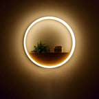 Creative Solid Wood Acrylic Storage Decoration Round LED Wall Sconce Lamp Lumendat