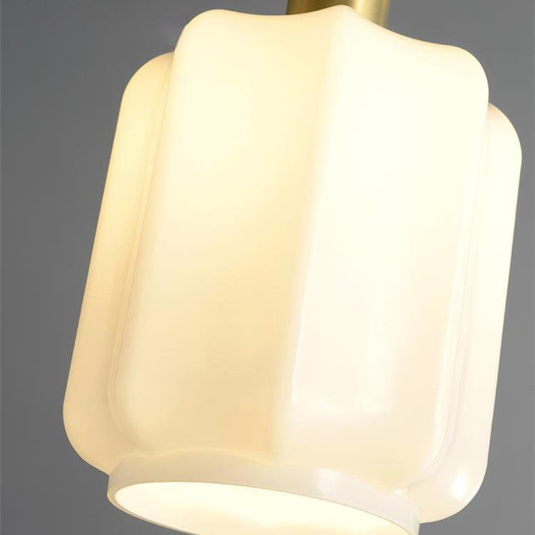 Traditional Vintage Cylindrical Brass Glass 1-light Pendant Light for Bedroom BulbSquare